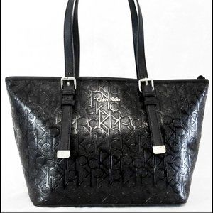 Calvin Klein Signature Monogram Shopper Tote Bag Purse